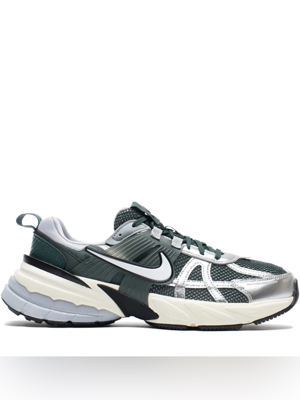 Nike Men's Dark Green Silver White Running Sneakers